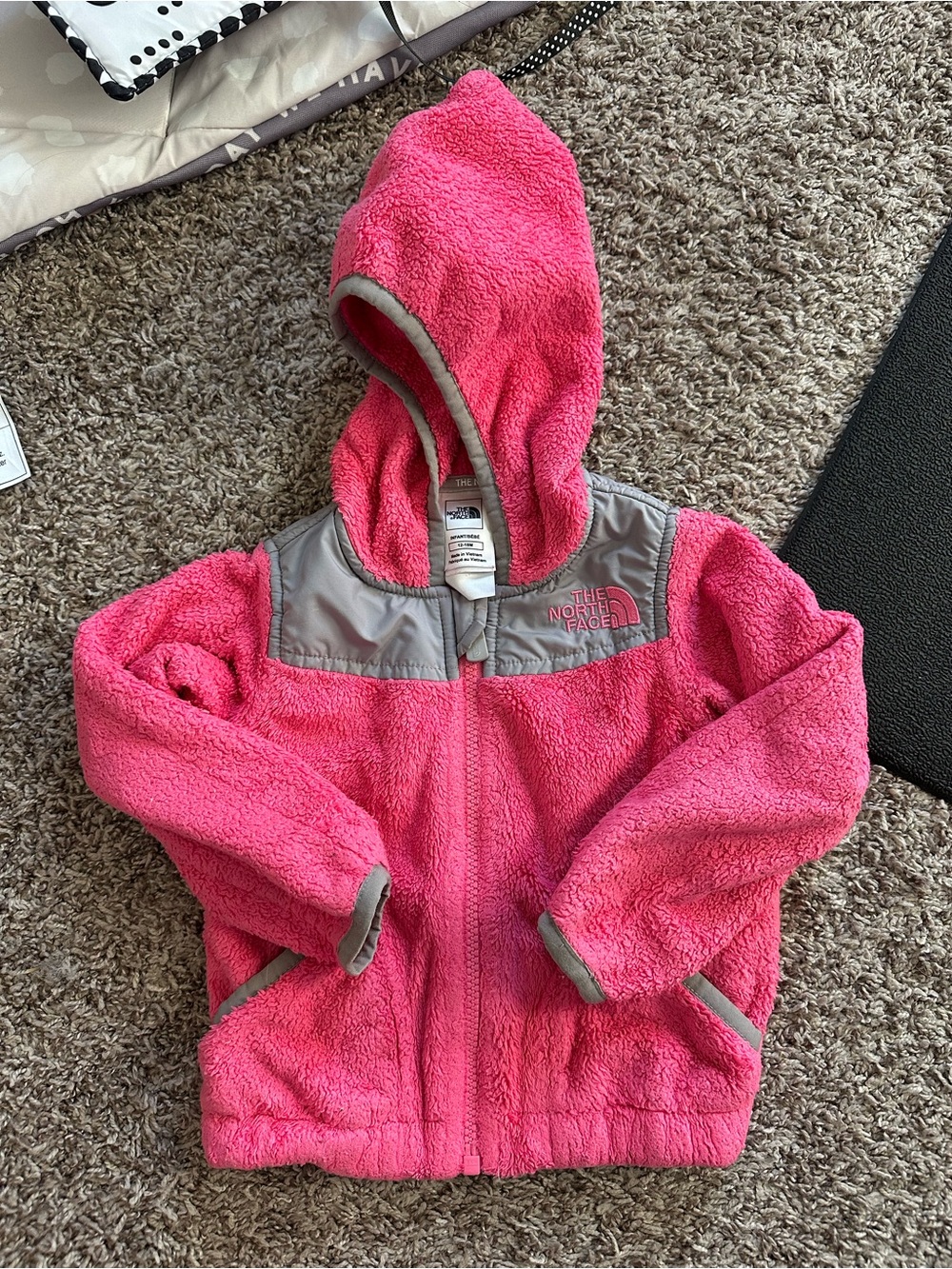 Pink north face fleece jacket 12-18m
